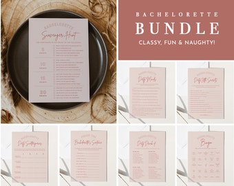 Bachelorette Party Game Pack Bundle, 10 Games, Pink Chic, Dirty Adult Games, 100% Editable Templates, Instant Download, Templett #055BPG