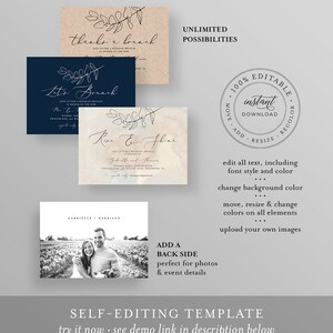 Self-Editing Wedding Brunch Invitation Template, INSTANT DOWNLOAD, 100% Editable, Printable Eucalyptus Post Wedding Brunch Invite 105BR image 3