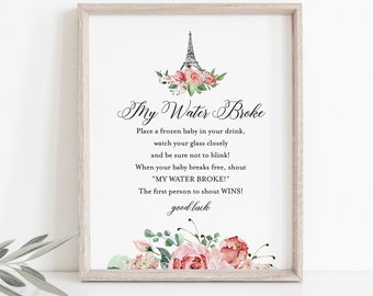 My Water Broke Game, Printable Paris Baby Shower, Frozen Baby Game, Ice Cube, Editable, Instant Download, Templett #001-278BASG