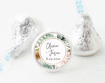 Tropical Hershey Kiss Sticker Template, Printable Hershey Kiss Labels, Wedding Bridal Favor, Editable, Instant Download, Templett #087-101HK