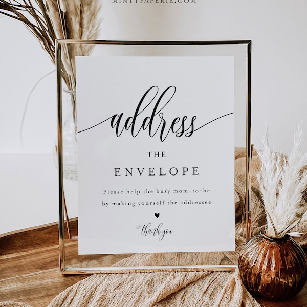 Address the Envelope Sign, Write Your Address, Minimalist Bridal / Baby Shower, 100% Editable Template, Instant Download, Templett #008-54S