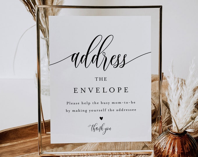 Address the Envelope Sign, Write Your Address, Minimalist Bridal / Baby Shower, 100% Editable Template, Instant Download, Templett #008-54S