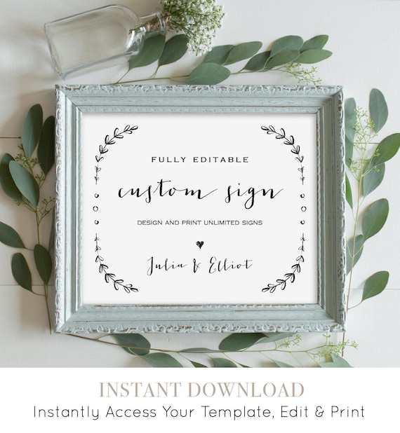 Custom Wedding Sign Template Printable Fully Editable | Etsy