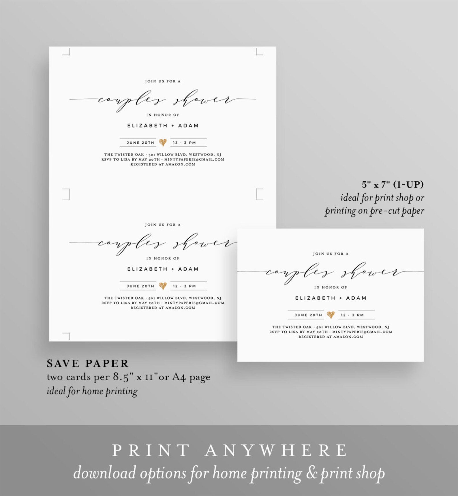 Couples Shower Invitation Template Instant Download | Etsy