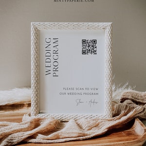 QR-Code-Hochzeitsprogramm, QR-Code scannen für Bestellung des Service, minimalistisches Zeichen, bearbeitbare Vorlage, Sofortiger Download, Templett #0026B-62S