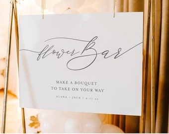 Flower Bar Sign, Minimalist Bridal Shower / Wedding Favor, Modern Build Your Bouquet, Instant, Editable Template, Templett #0006-299LS