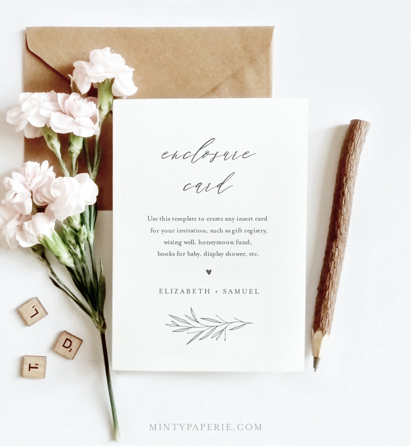 Minimal Enclosure Card Simple Wedding Invitation Insert Baby Etsy