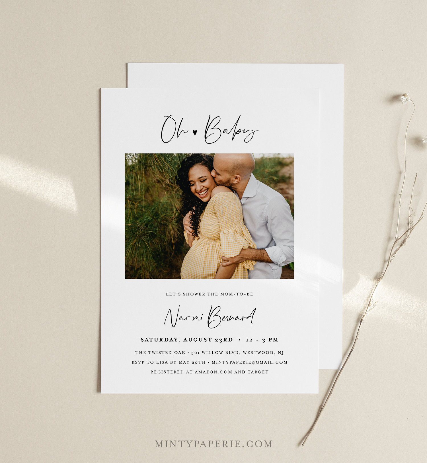 minimalist baby shower invitation