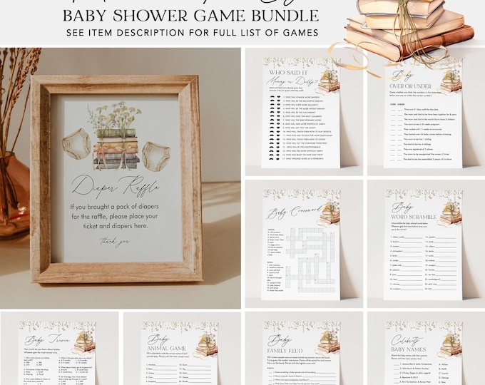 New Chapter Baby Shower Game Bundle, 31 Games, Book, Storybook Baby Shower, Editable Template, Instant Download, Templett 0066-BBGB