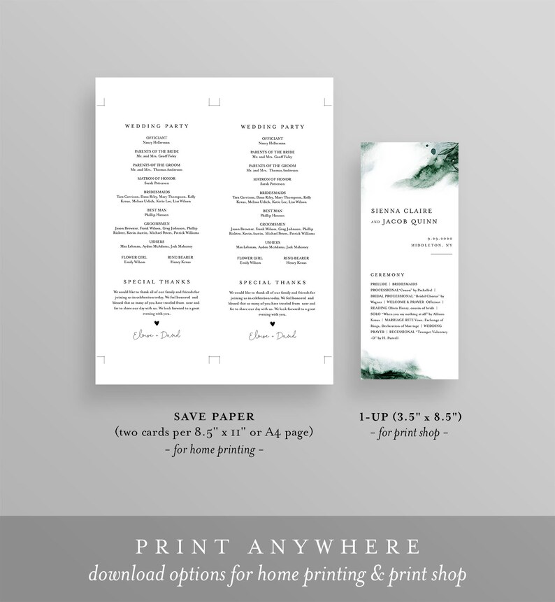 Mystic Lake Wedding Program Template Printable Order of Etsy