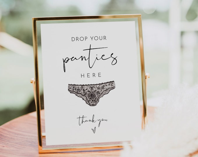 Drop Your Panties Sign, Panty Game, Lingerie Shower, Minimalist Bridal Shower, Bachelorette Party, Editable Template, Templett #0031-74S