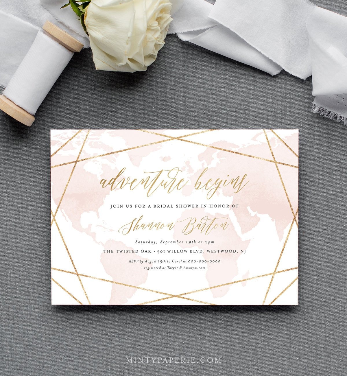 Bridal Shower Invitation Adventure Begins Destination Wedding