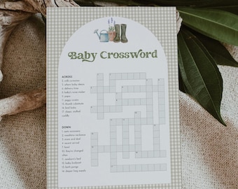 Baby Crossword Puzzle, Locally Grown Baby Shower Game, Printable Crossword Game with Answer Key, Instant Download, Templett, 5x7 #0059-33BAG