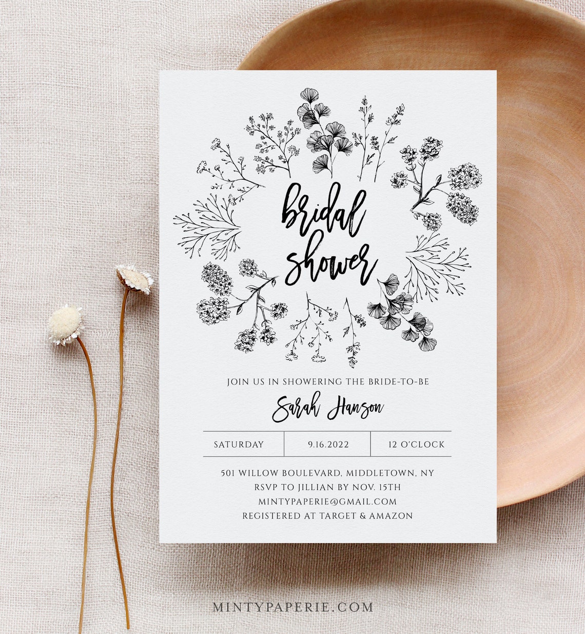 Rustic Bridal Shower Invitation Template Wedding Shower - Etsy