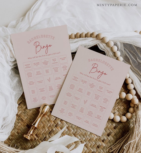 Modern Bachelorette Bingo Game, Hen Party Game, Dirty Bingo, Editable Template, Customize, Instant Download, Templett, 5x7 #055-112BACH