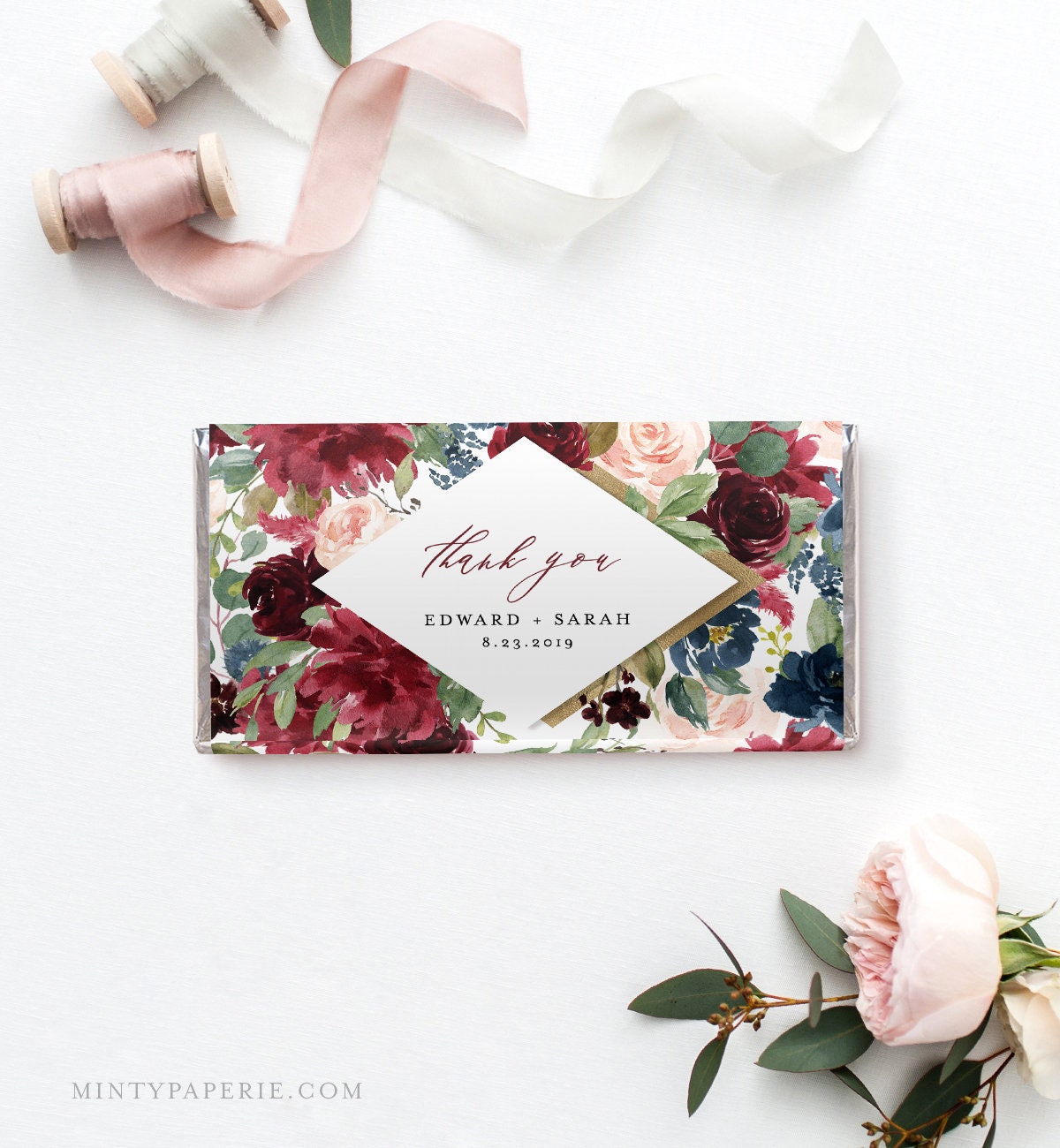 Wedding Chocolate Bar Wrapper Template Printable Bridal Shower Candy 