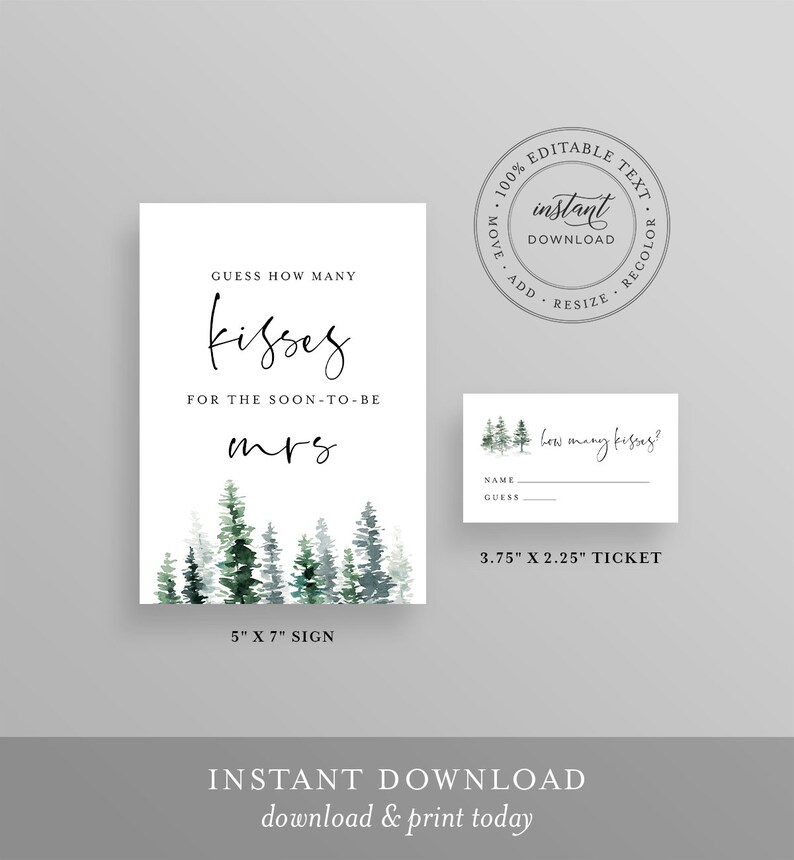 How Many Kisses Bridal Shower Game Hershey Kisses Game Etsy