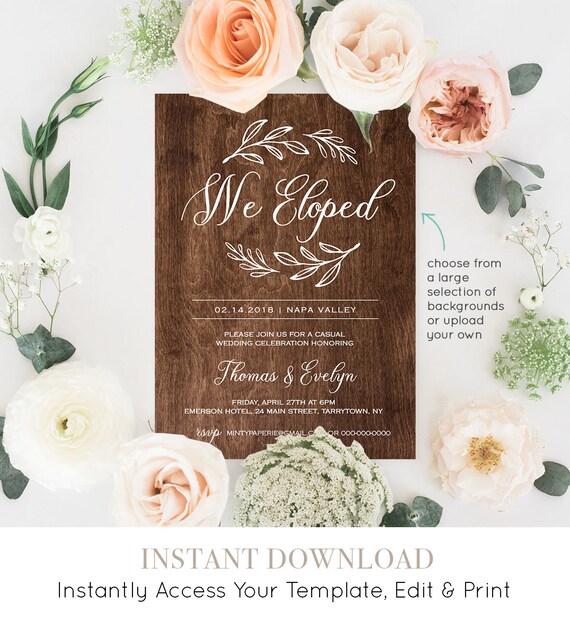 Elopement Announcement We Eloped INSTANT DOWNLOAD Juliette Elopement Editable pdf Template Wedding Elope Invitation Printable