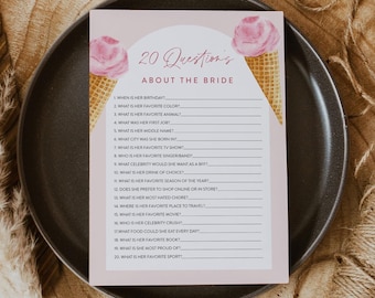 20 Questions About the Parents, Twenty Questions Game, Ice Cream Baby Shower, Editable Text, Instant Download, Templett, 5x7 #0035-41BAG