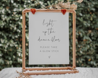 Glow Stick Wedding Send Off Sign, Light up the Dance Floor, Minimalist Modern, Editable Template, Printable, Templett, 8x10 #0031-86S
