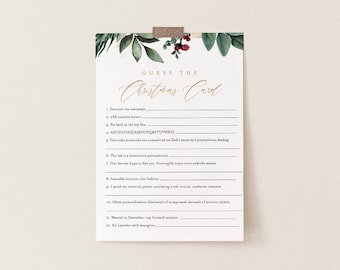 Christmas Carol Trivia Game, Holiday Party Game Printable, Guess the Christmas Song, Editable Template, Instant Download Templett 0018-114CG
