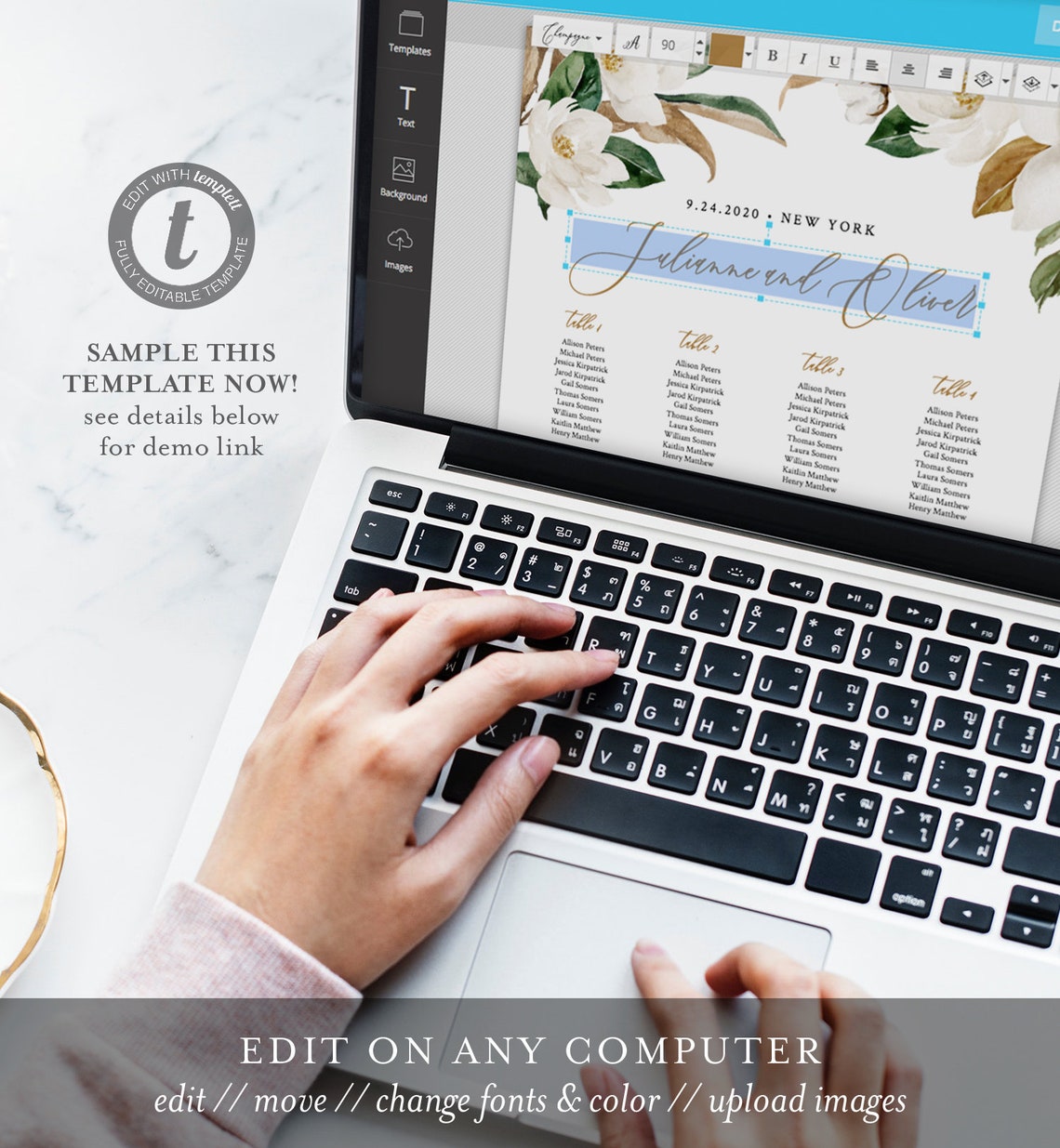 Magnolia Seating Chart Template Wedding Seating Sign Etsy