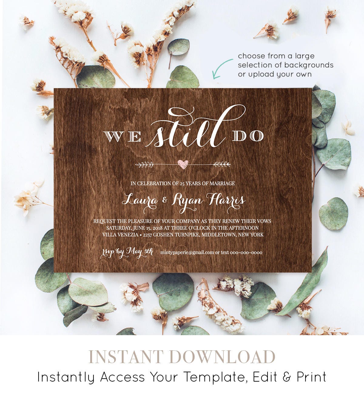 Vow Renewal Invitation Template We Still Do Instant Download Wedding Anniversary Renew Vows 