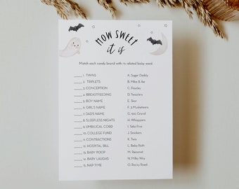 Halloween How Sweet It Is Baby Shower Game, Candy Match Game, Printable, Editable Template, Instant Download, Templett  #066-370BASG