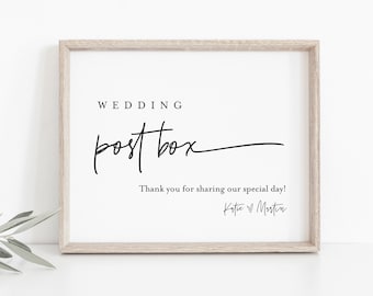 Wedding Post Box Sign, Wedding Card Sign, Minimalist Modern Postbox, Editable Template, Printable, Instant Download, Templett 8x10 #0009-48S