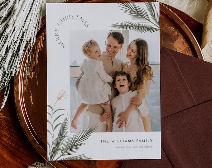 Elegant Photo Holiday Card Template, Modern Christmas Card, Editable, Add Your Own Photos, Instant Download, Templett, 5x7 #0034-173HP
