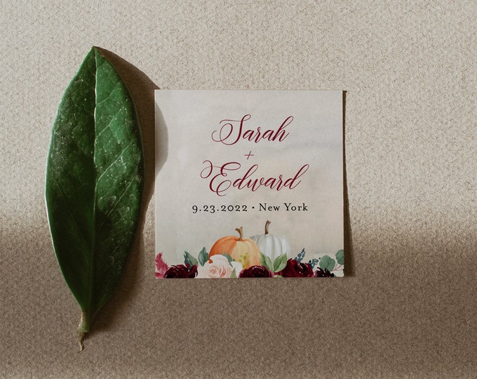 Pumpkin Favor Tag Template, Fall Wedding or Bridal Shower Thank You Tag or Label, Editable, Square or Circle Tag, Templett #072A-138SF