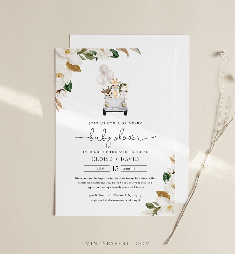 Drive By Baby Shower Parade InvitationTemplate Social Etsy
