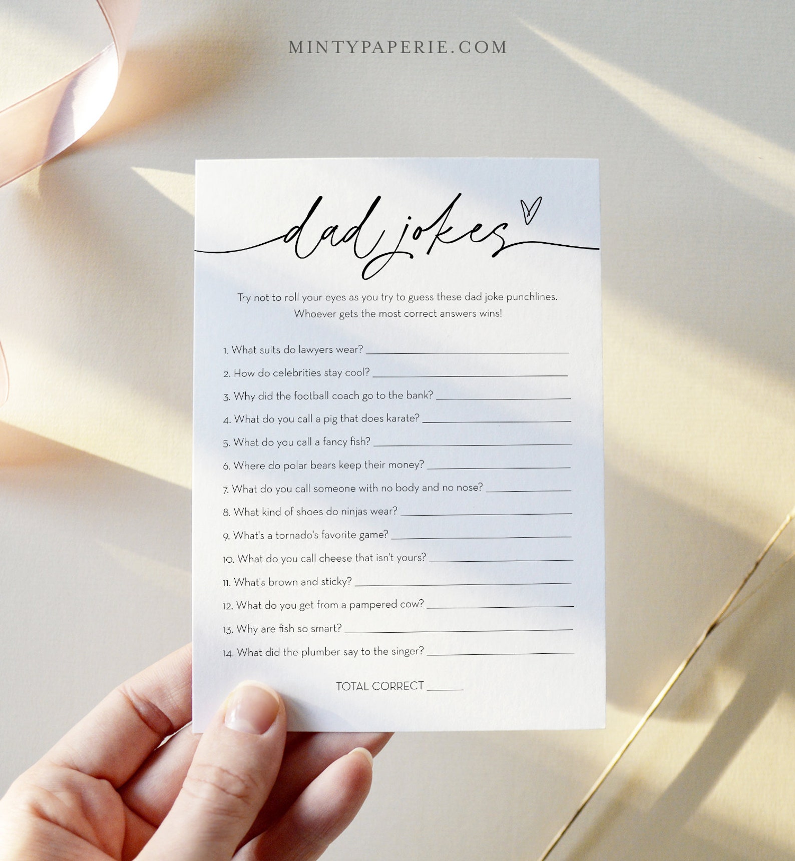 Funny Dad Jokes Baby Shower Game, Minimalist Baby Shower, Riddle ...
