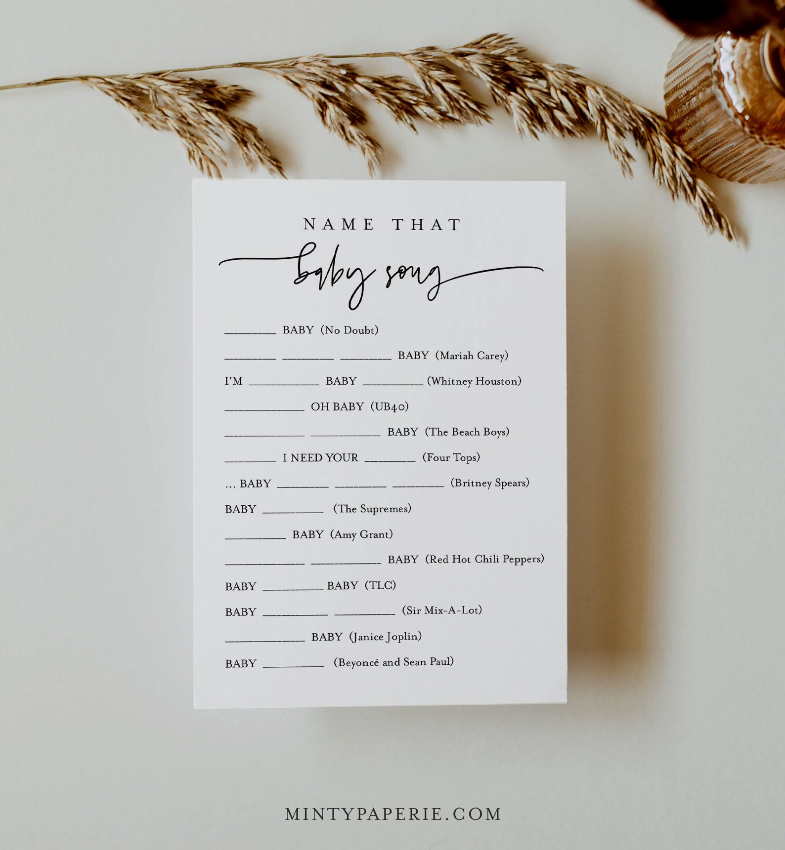Name That Baby Song Game Template Printable Minimalist Baby - Etsy