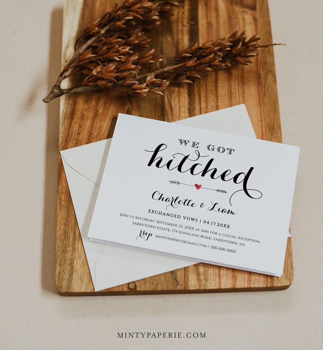 Elope Announcement Template, DIY Wedding Elopement Invitation Printable ...