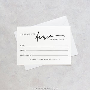 Song Request Card, Printable Wedding DJ Request, Minimalist, Song ...