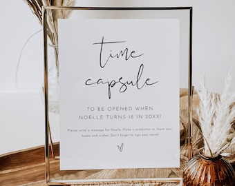 Baby Time Capsule, Minimalist Baby Shower, Baby Wishes, 100% Editable Template, Printable, Instant Download, Templett #0031-301BASG