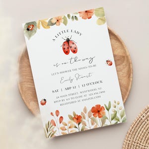 Ladybug Baby Shower Invitation, A Little Ladybug on the Way, Love Bug, Girl  Baby Shower, Editable Template, Templett #0069-261BA
