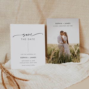 Photo Save the Date Template, 100% Editable, Minimalist Wedding Date Card, Upload Your Photo, Digital, Instant Download, Templett 0032-210SD