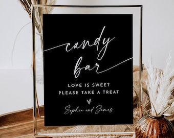 Candy Bar Sign, Love Is Sweet Take a Treat, Classic Black Wedding Favors Sign, Candy Station, Editable Template, Templett 8x10 #0034B-81S