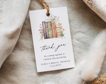 Book Favor Tag, Storybook, A New Chapter Bridal Shower, Baby Shower Thank You Tag, Instant Download, Editable Template, Templett #0066-258FT