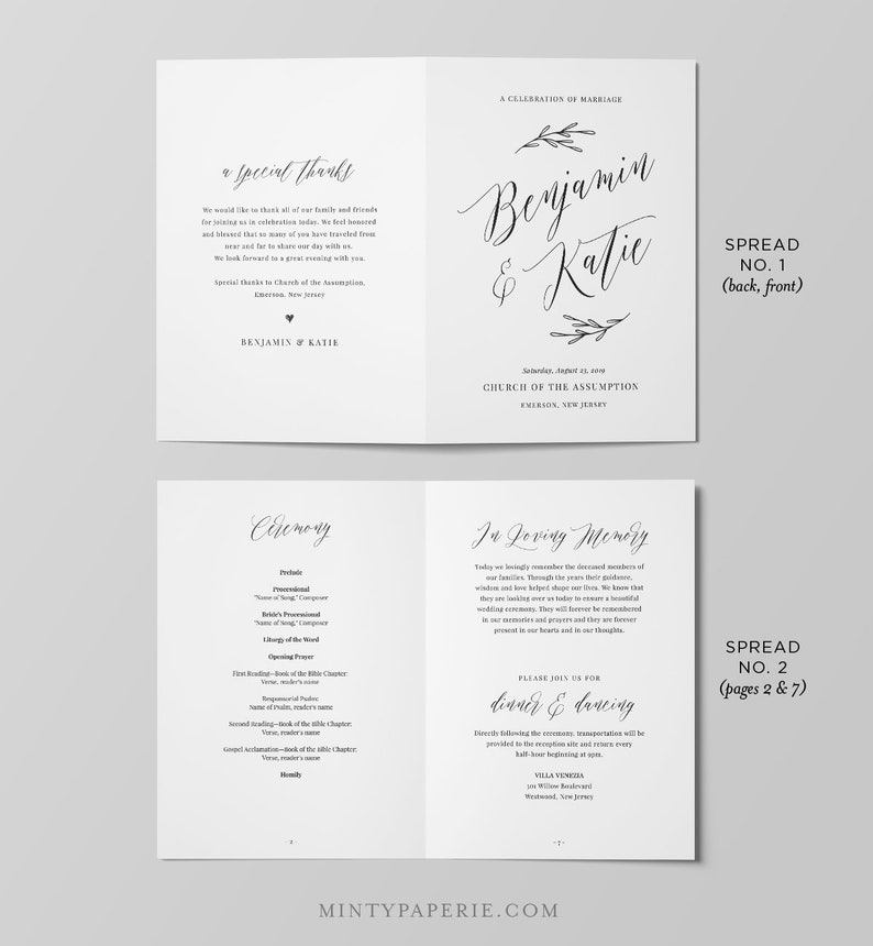 Catholic Wedding Program Template Printable Order of Service - Etsy