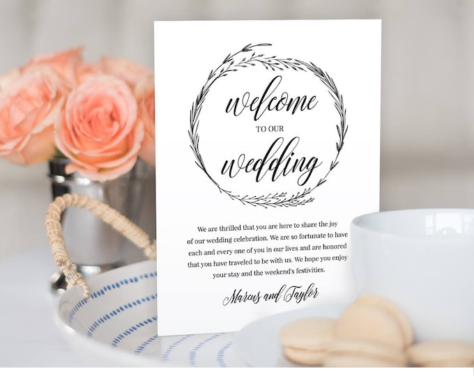 Welcome Bag Letter, Wedding Itinerary, Agenda, Welcome Bag Note, Wedding Thank You, Instant Download, Editable Template, Digital  #022-102WB