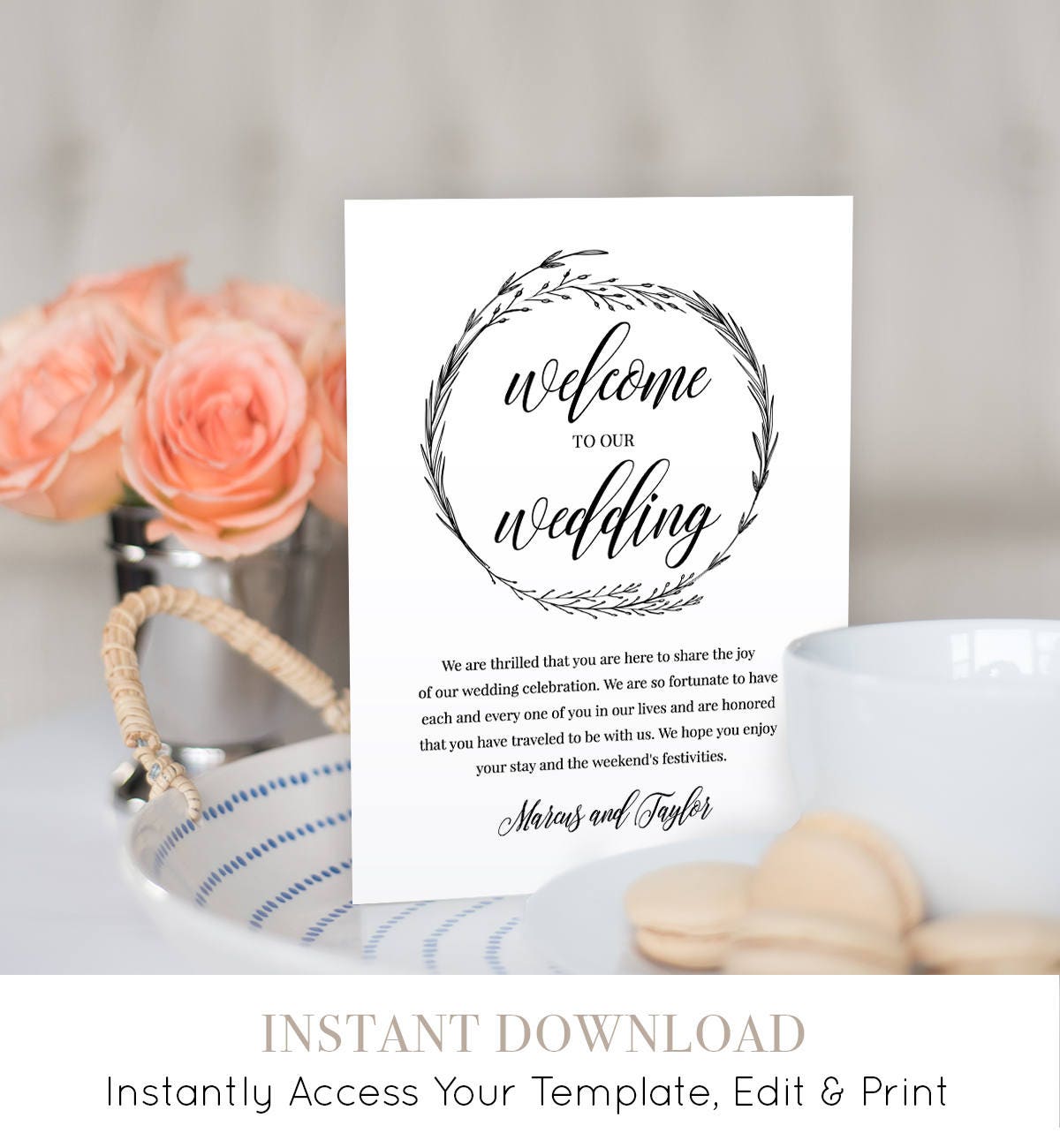 Welcome Bag Letter, Wedding Itinerary, Agenda, Welcome Bag Note, Wedding  Thank You, Instant Download, Editable Template, Digital #022-102WB