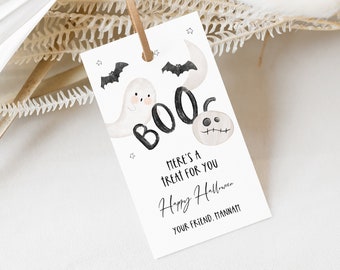 Halloween Treat Bag Tag, Boo Bag, Printable Halloween Favor Tag, Birthday Favor, Instant Download, Editable Text, Templett #066-221FT