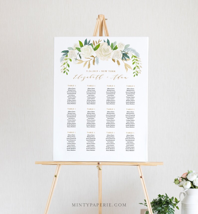 Seating Chart Template Printable Bridal Shower Seating Sign Etsy