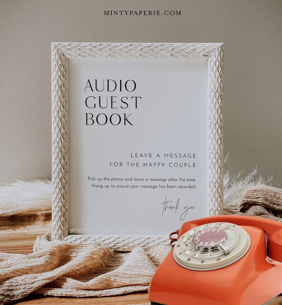 Audio-Gästebuch Hochzeitstelefon – Retro-Design, Spricht Nachrichten, Bis 60h Aufnahme, Mit Album