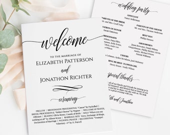 Wedding Fan Program, Printable Fan Program, Order of Service, DIY Program, Fully Editable Template, Instant Download, Templett #020-401WP