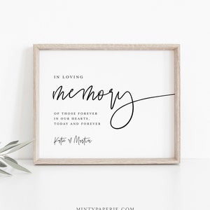 In Loving Memory Sign, INSTANT DOWNLOAD, Editable Text, Printable Wedding Decor, Modern, Minimalist Wedding Memorial Sign, DiY #0009-24S