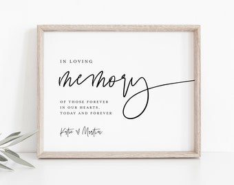 In Loving Memory Sign, INSTANT DOWNLOAD, Editable Text, Printable Wedding Decor, Modern, Minimalist Wedding Memorial Sign, DiY #0009-24S